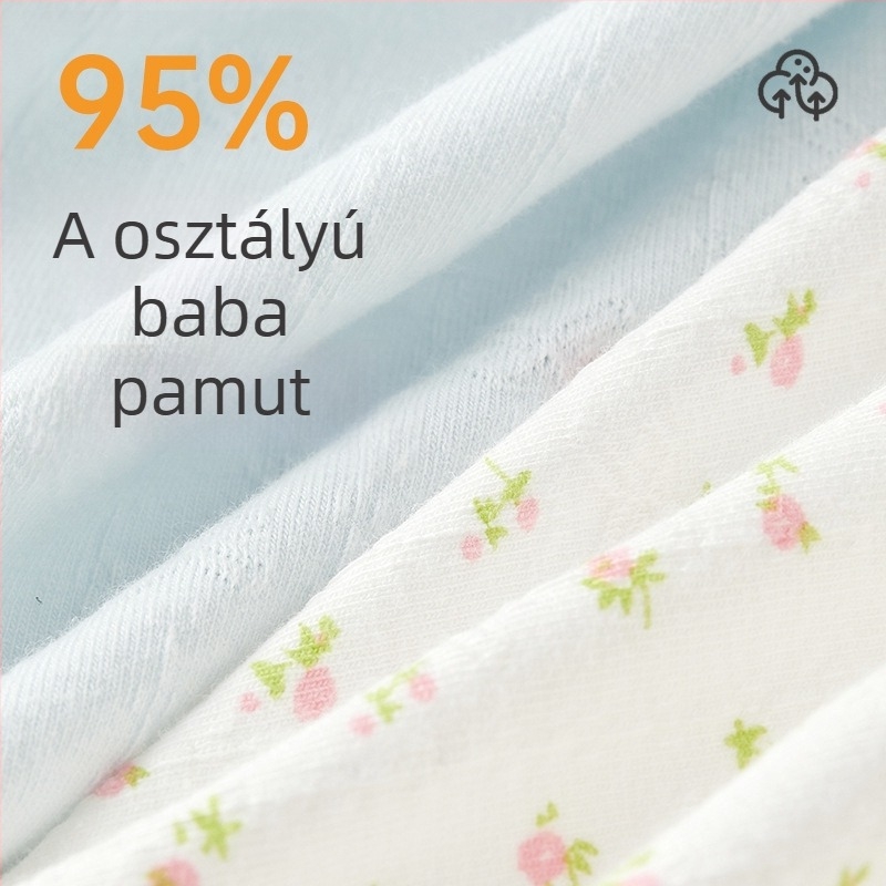 Lányoknak készült pamut alsónemű - középmagas derekú, háromszög fazonú bugyi, 90–95% pamut, 100% pamut bélés, légáteresztő, hullám mintázat