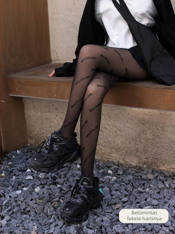 Nylon harisnya fleece-béléses téli viselethez, pöttyös mintázat, kompresszió, teljes hosszúságú lábra