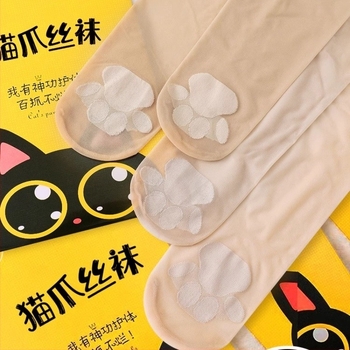 Macska tappancs mintás harisnya – ultra vékony, láthatatlan, anti-szakadás, anti-csúszás, anti-felületi dörzsölés; anyag: velúr nylon (50–70% nylon); mintázat: állat és anime