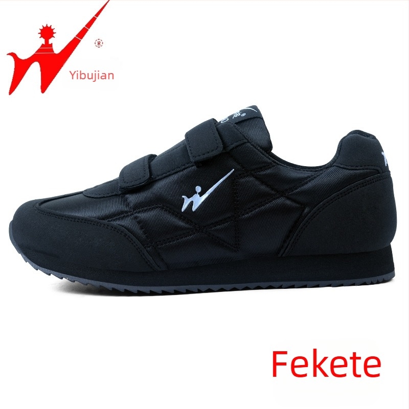 Unisex járócipő hálós felsővel, Velcro-zárás, kerek orr, lapos sarok, őszi használatra