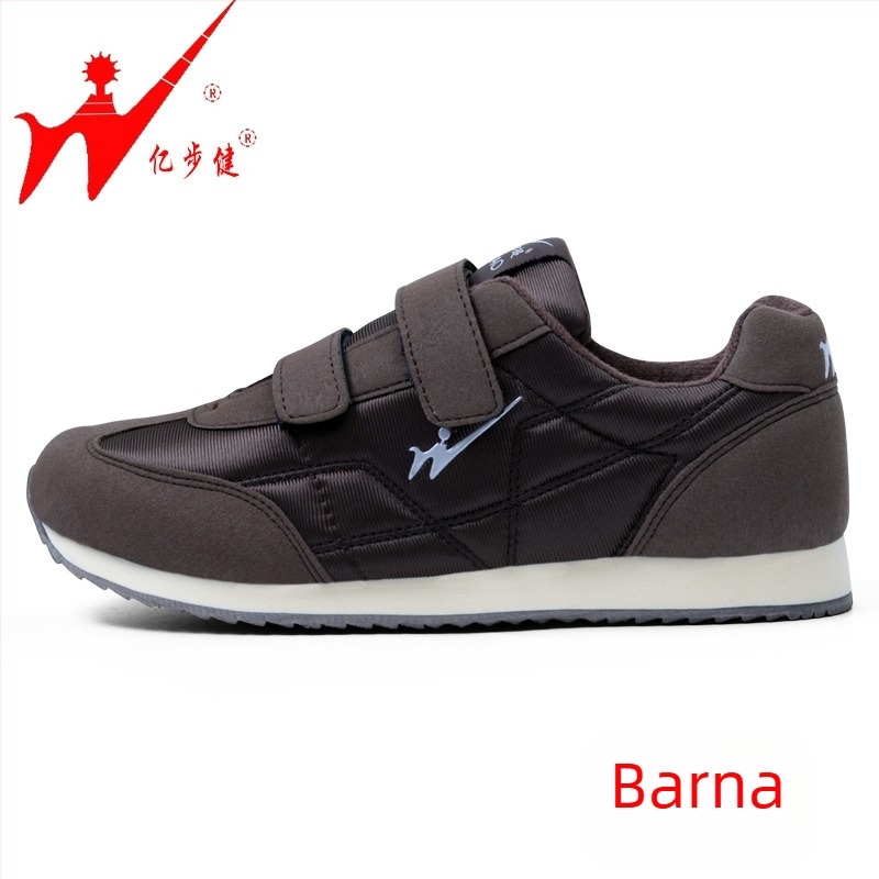 Unisex járócipő hálós felsővel, Velcro-zárás, kerek orr, lapos sarok, őszi használatra