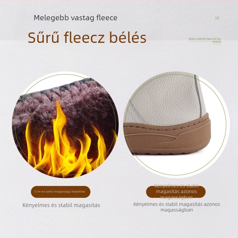 Női bakancs valódi bőrből, magas szárú, bolyhos bélésű, oldalsó cipzárral, gumitalppal, téli–őszi szezonra