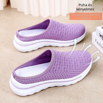 Női Slip-on cipő, légáteresztő hálós felsőrész, alacsony talp, kerek orr, injekciós öntött talp, textilbélés