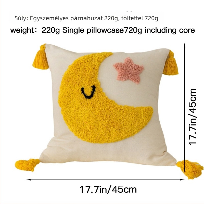 Gyerekeknek szóló karikatúra hímzett párna, bolyhos plüss borítással, pamut huzattal, PP pamut töltéssel, ágynál és kanapén egyaránt használható
