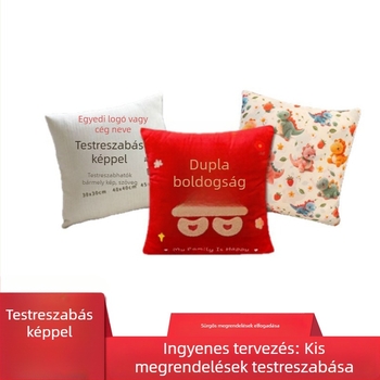Személyre szabott esküvői párna a boldogság jelével