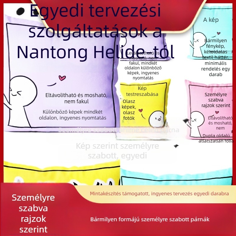 Személyre szabott esküvői párna a boldogság jelével