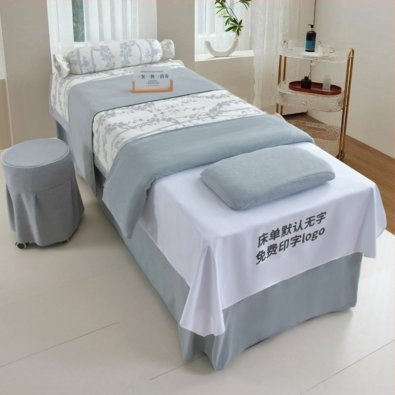 Új négy részes szépségágyfedő készlet, pamut–len anyag, reaktív nyomtatás, jacquard quilted és sima szövés, modern könnyed luxus stílus