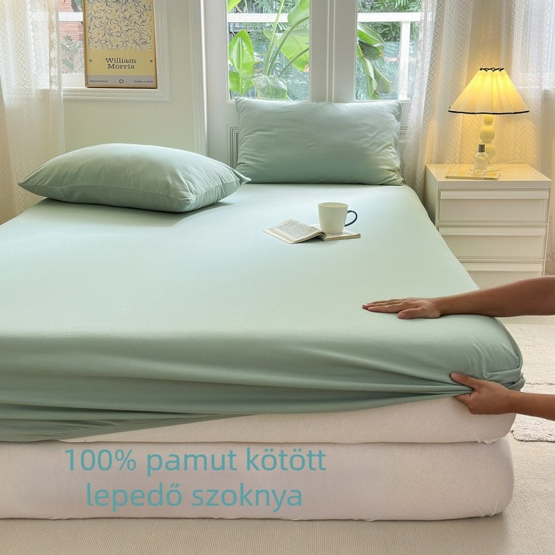 Vastag kötött Jersey pamut gumis lepedő, 100% pamut, minden évszakra, 1,5 m ágyhoz, 2025 modell
