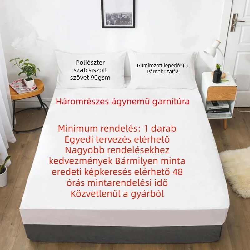 Koponya és virág mintás gumis lepedő 3 részes garnitúra, digitális nyomtatású ágynemű, 2,2 m ágyhoz, gyerekeknek és felnőtteknek