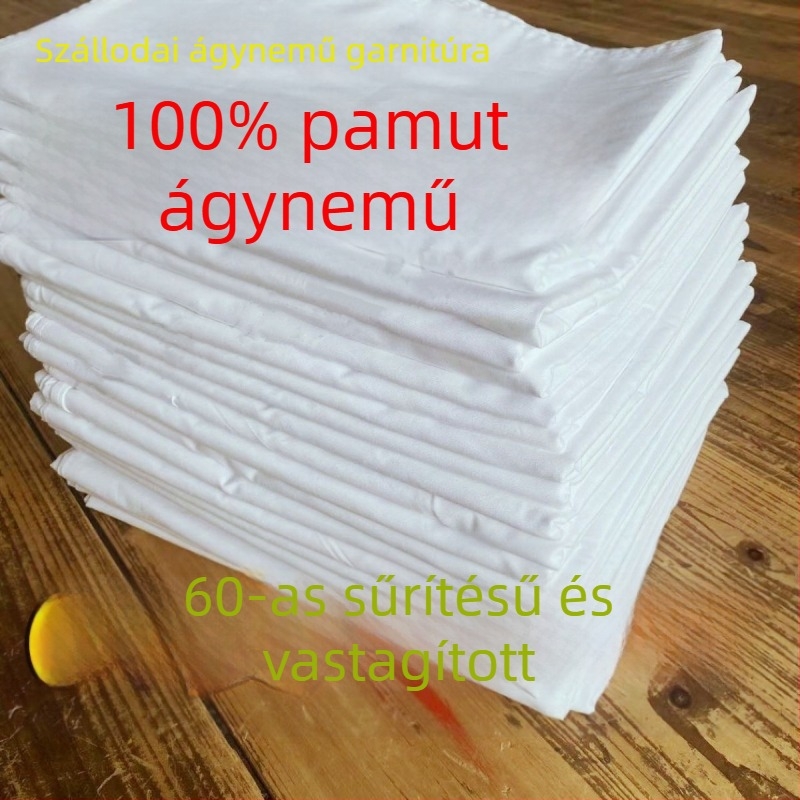 Q3Y Pamut ágyneműhuzat készlet: paplanhuzat, lepedő és párnahuzatok, fehér, egyszemélyes méret, hotelszoba-stílus
