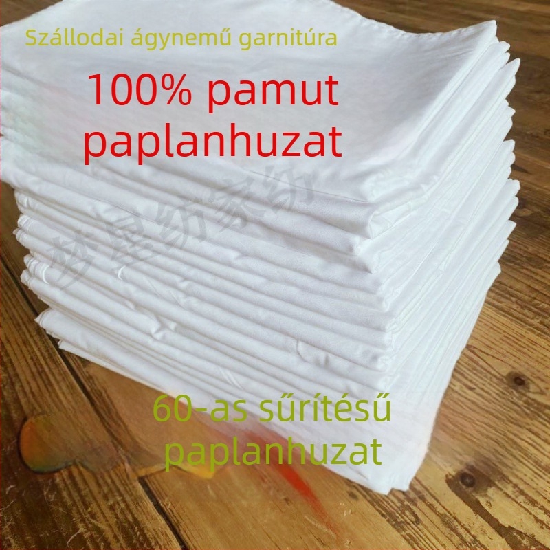 Q3Y Pamut ágyneműhuzat készlet: paplanhuzat, lepedő és párnahuzatok, fehér, egyszemélyes méret, hotelszoba-stílus