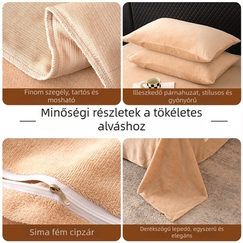 Egyszínű tej-velúr ágynemű négy részes készlet, A-osztályú minőség anyáknak és csecsemőknek, téli vastagított paplanhuzat és lepedő-szett