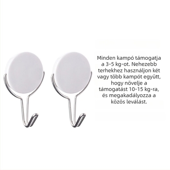 KOMEKI Ragasztó kampó, műanyag, fúrás nélkül, 2 darabos készlet, teherbírás 3 kg
