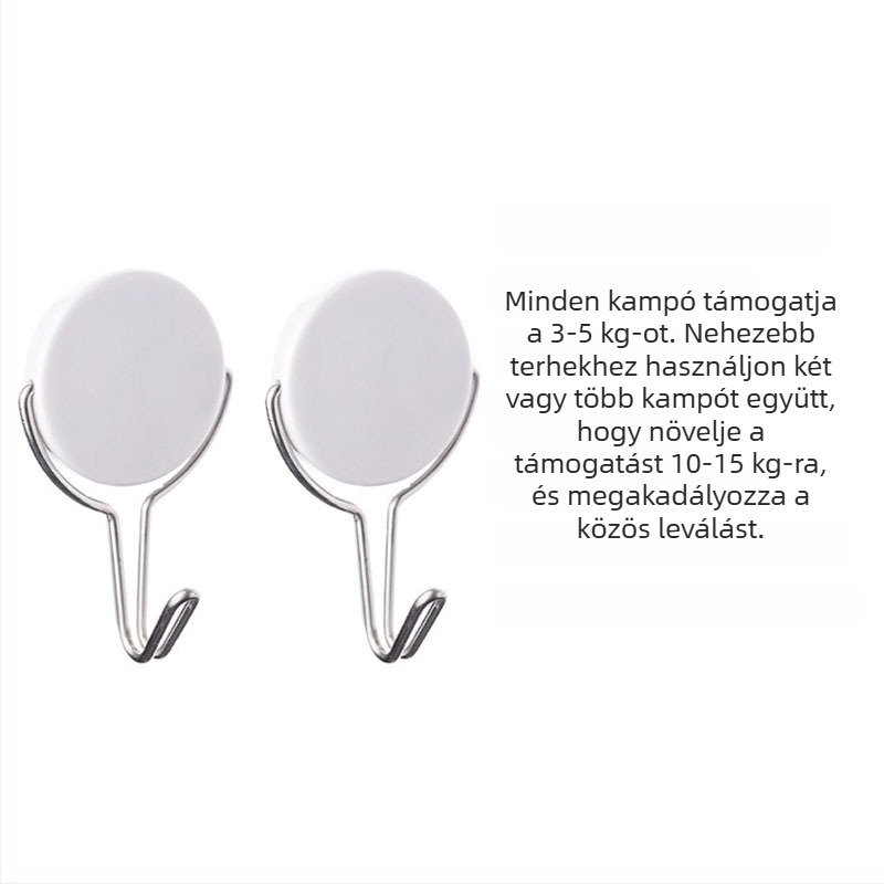 KOMEKI Ragasztó kampó, műanyag, fúrás nélkül, 2 darabos készlet, teherbírás 3 kg