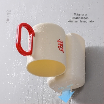 Fali fogkefetartó pohárral, fúrás nélkül, műanyagból