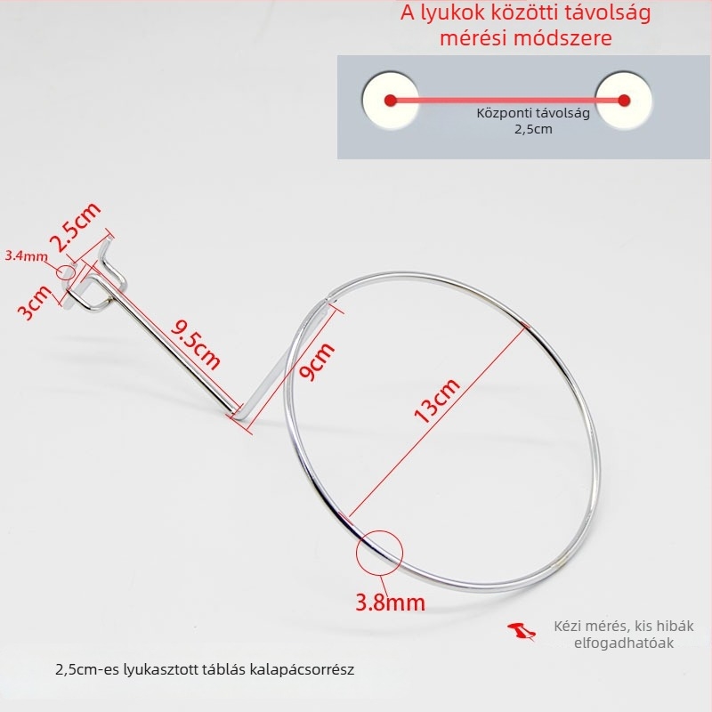 Vasból készült sapkátartó perforált tábla számára, egy kampóval, modern minimalist stílus, teherbírás 3 kg, 1 db