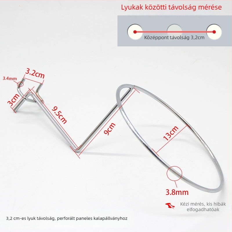 Vasból készült sapkátartó perforált tábla számára, egy kampóval, modern minimalist stílus, teherbírás 3 kg, 1 db