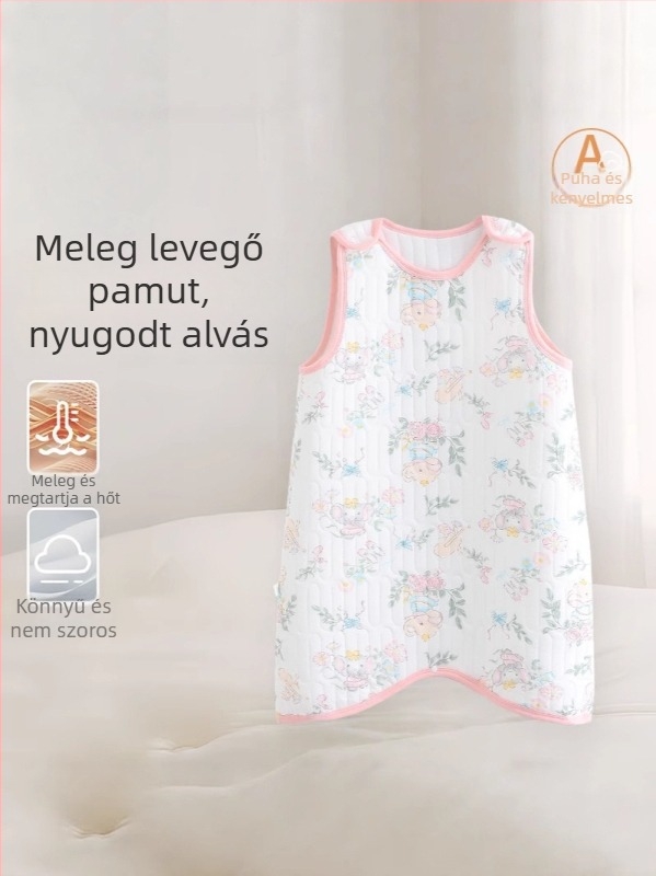 Bébi alvózsák ujj nélküli, 100% pamut, vest-stílus, téli–ősz, 0–1 éveseknek