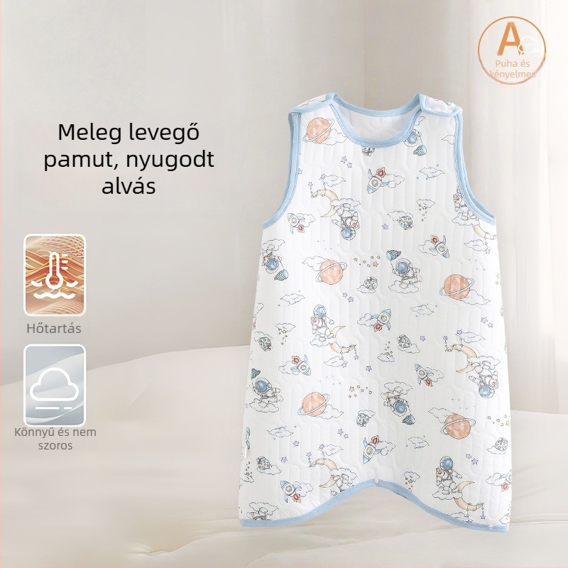 Bébi alvózsák ujj nélküli, 100% pamut, vest-stílus, téli–ősz, 0–1 éveseknek