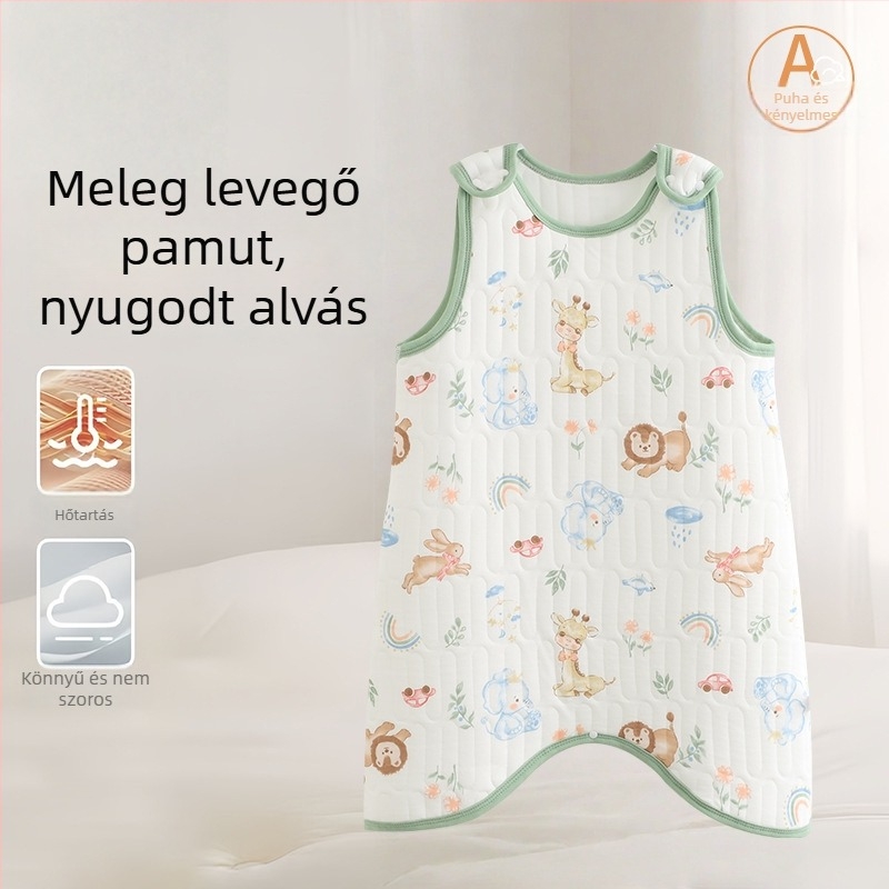 Bébi alvózsák ujj nélküli, 100% pamut, vest-stílus, téli–ősz, 0–1 éveseknek