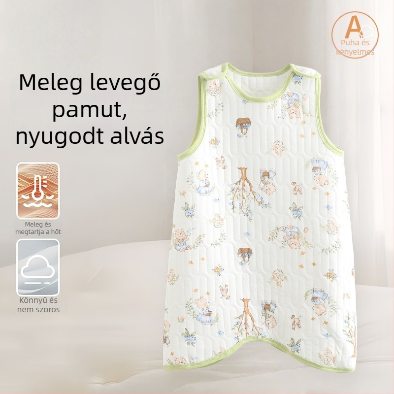 Bébi alvózsák ujj nélküli, 100% pamut, vest-stílus, téli–ősz, 0–1 éveseknek