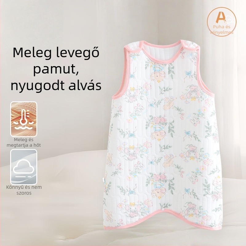 Bébi alvózsák ujj nélküli, 100% pamut, vest-stílus, téli–ősz, 0–1 éveseknek