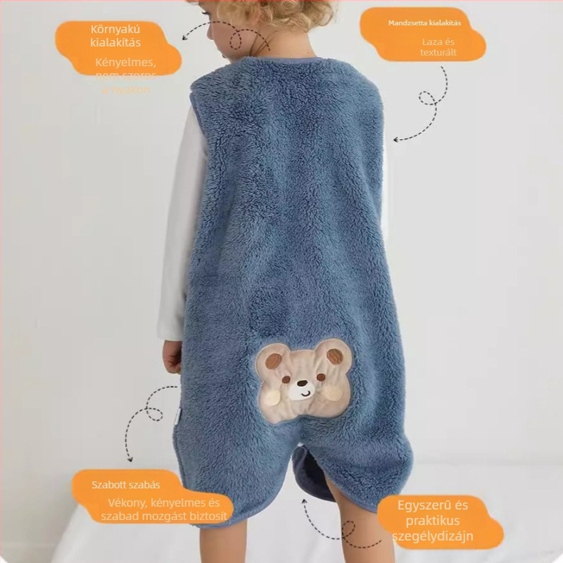 Gyerekeknek szánt hálózsák mellény-stílusban, poliészter anyag, poliészter bélés, antibakteriális és hőmérséklet-szabályozó