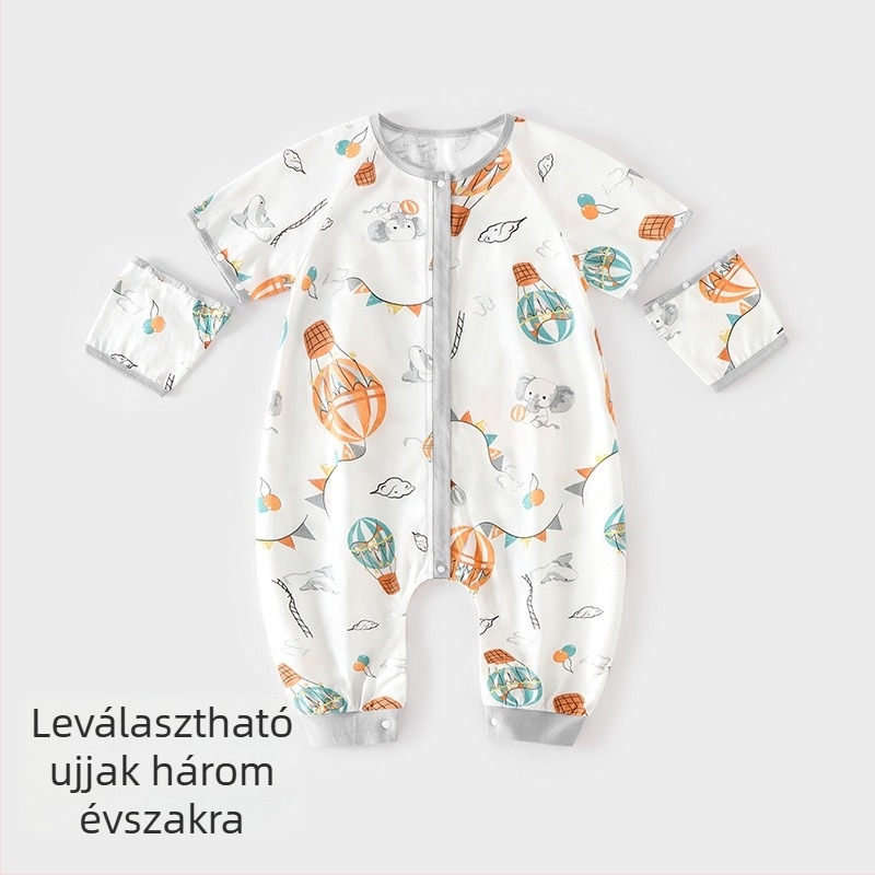 Baba alvózsák szétválasztható ujjakkal és levehető ujjaival; 95% pamut anyag, bélés és töltet pamutból; alkalmas tavaszra, nyárra és őszre