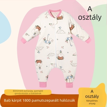 Lábszáras alvózsák babáknak és kisgyermekeknek – pamut anyag, velúr töltet, nyomtatott minta, 0–3 éves korosztály