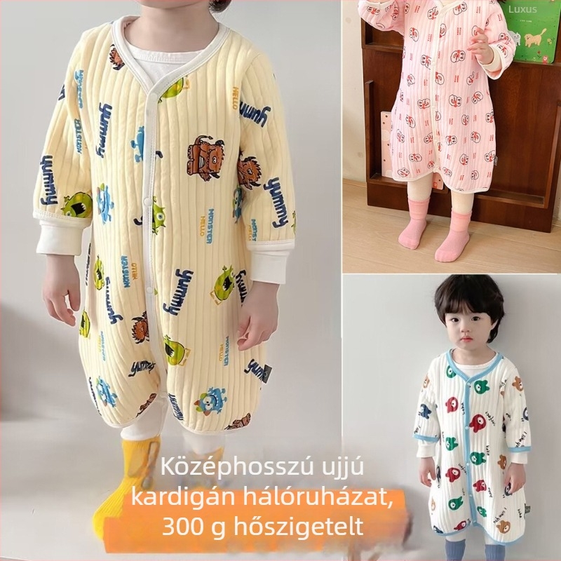 Baba- és gyerekeknek szánt hálózsák, téli vastag pamut, kartuns mintázat, 95%+ pamut anyag, 0–6 évesek