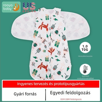 Pamut újszülött hálózsák, 120 cm, antibakteriális, hőmérséklet-szabályozó, nedvességelvezető, állatmintás