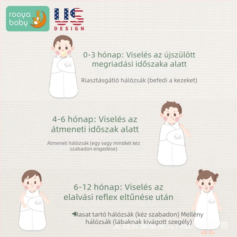 Pamut újszülött hálózsák, 120 cm, antibakteriális, hőmérséklet-szabályozó, nedvességelvezető, állatmintás