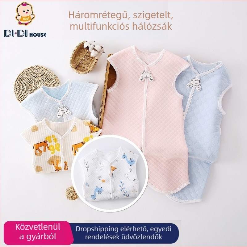 Mellény-stílusú babaszőv alvózsák, különválasztott lábakkal, pamut bélés, poliészter-töltet, többfunkciós egyrészes alvóruha 1–3 éveseknek