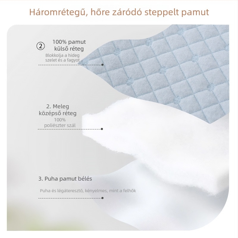 Mellény-stílusú babaszőv alvózsák, különválasztott lábakkal, pamut bélés, poliészter-töltet, többfunkciós egyrészes alvóruha 1–3 éveseknek