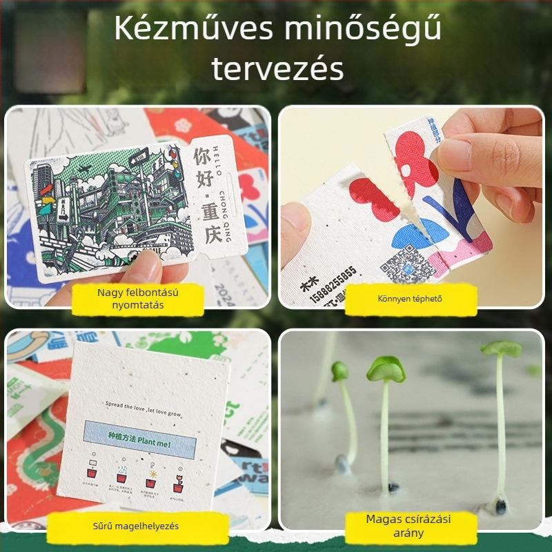 Személyre szabható baba első születésnapi Meghívó seed papírból, kártya formátum, környezetbarát