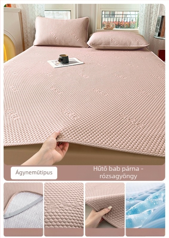 Jégselyem matrac készlet, három darab, összecsukható, viszkóz rost, Jacquard szövés, nyári használatra