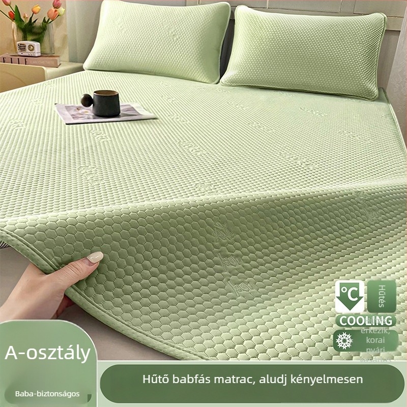 Jégselyem matrac készlet, három darab, összecsukható, viszkóz rost, Jacquard szövés, nyári használatra