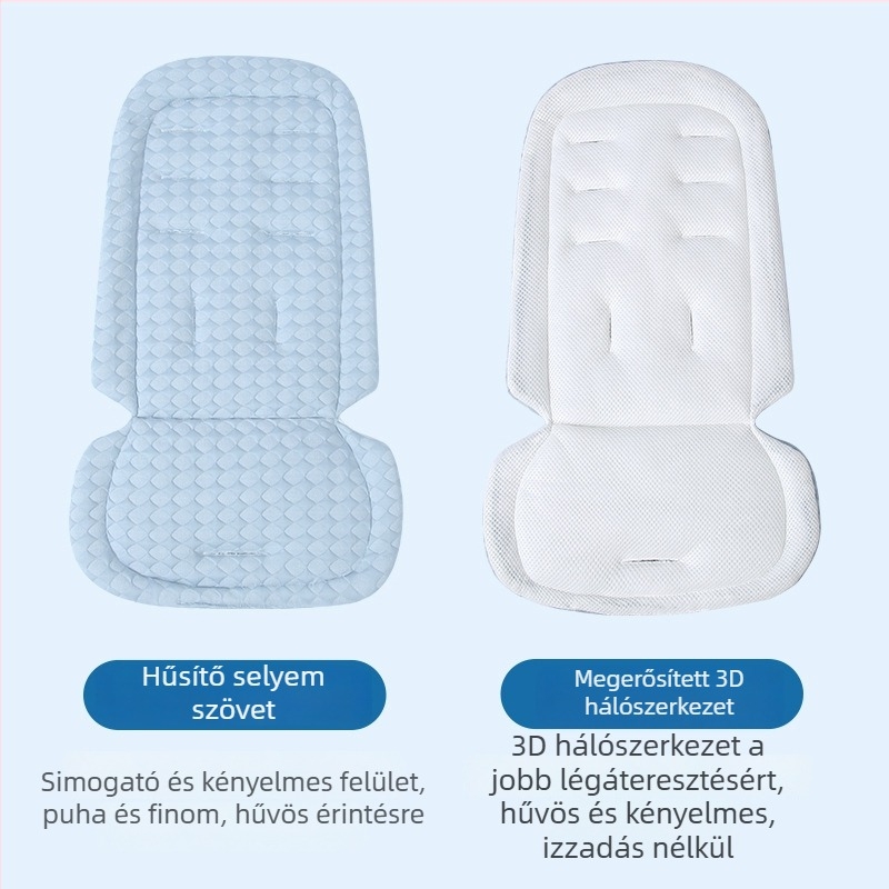 Babakocsi ülésmatrac - Ice Silk hűtőanyag, nyári használatra, univerzális illeszkedés babakocsira és magas etetőszékre