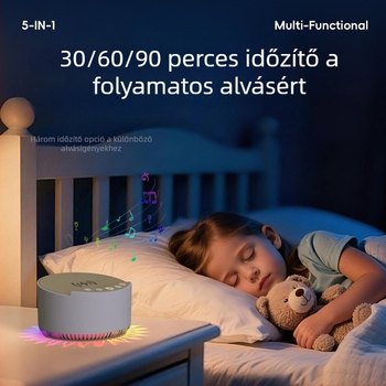 Bluetooth alvássegítő hangszóró időzítővel és zenével, 15W vezeték nélküli gyors töltés, beépített akkumulátor