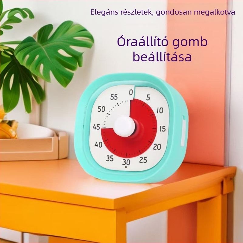 Látható, csendes visszaszámláló időmérő gyerekeknek és diákoknak, négyzet alakú műanyag készülék kvarc mozgással és világítással
