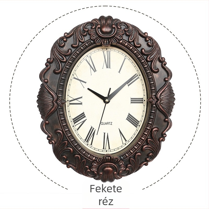 Ovális falióra tükörhatású felülettel, 13,3 hüvelyk, vintage nappali dekoráció