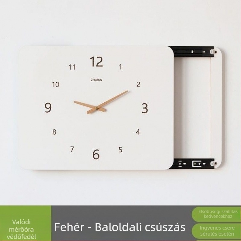 Fali óra elektromos mérő- és biztosítótáblázás fedésére — skandináv stílusú falikép, telepítés fúrás nélkül; ugrókéses mozgás, LCD és mutató kijelző, zafír ház, kvarc üveg tükör, papír laminált számlap