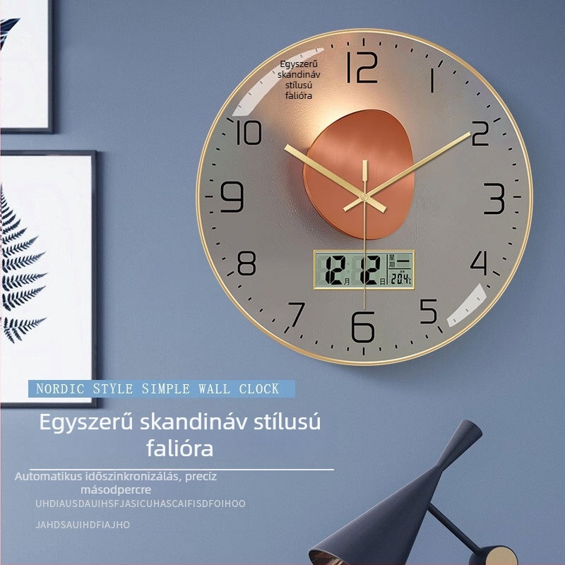 Rádiójel-vezérelt falióra naptárral, hőmérővel és holdfázis kijelzővel