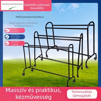 Nagy kapacitású mobil kosárlabda-edzőegység leválasztható labdafogóval, hárompontos edzéshez