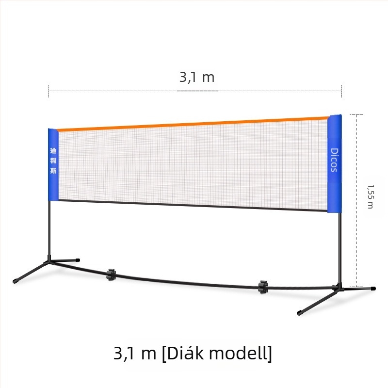 Badminton hálókeret – hordozható, összecsukható kültéri versenykeret, alumíniumötvözet, Dicos márka, privát címkézésre alkalmas