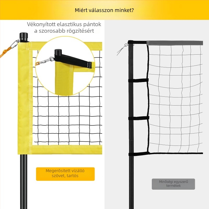 Hordozható röplabda háló készlet: nylon, poliészter és PVC alkatrészekből; alumíniumötvözet keret és acél alkatrészek; testreszabható; márka Hengfeng Ruichuang