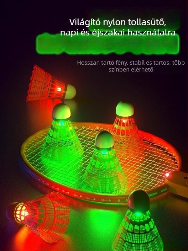 Badmintonütő világító fénnyel, ultra könnyű titan ötvözet váz, nejlon húrok, 95–100 g tömeg, fogantyú vastagsága G1