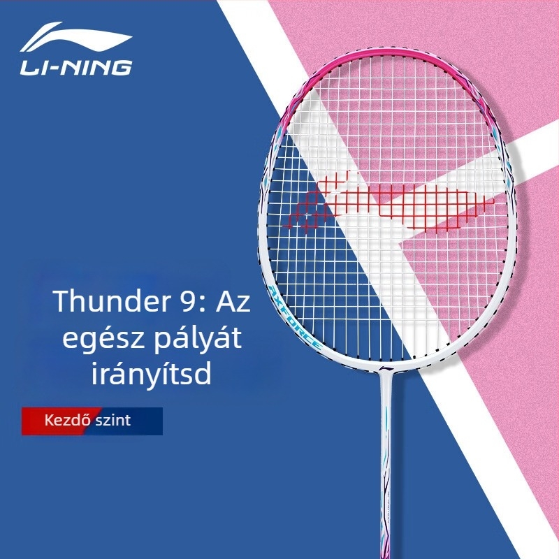 Li-Ning Thunder 9 szénszálas tollaslabda rakéta kezdő fiataloknak, 95–100 g, egyenes fej, nyár 2024