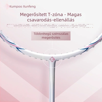 Badmintonütő Kumpoo Xunfeng K520Pro, szénszálas keret, nylon húzású, tömeg 80–84 g, fogásvastagság G5, egyes játékhoz