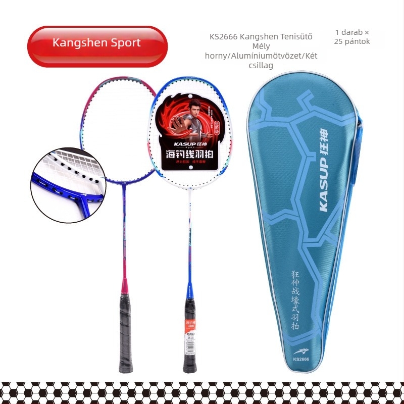 Badmintonütő, alumínium ötvözet keret, tömeg 95–100 g, markolat vastagsága G5, egyenes nyél